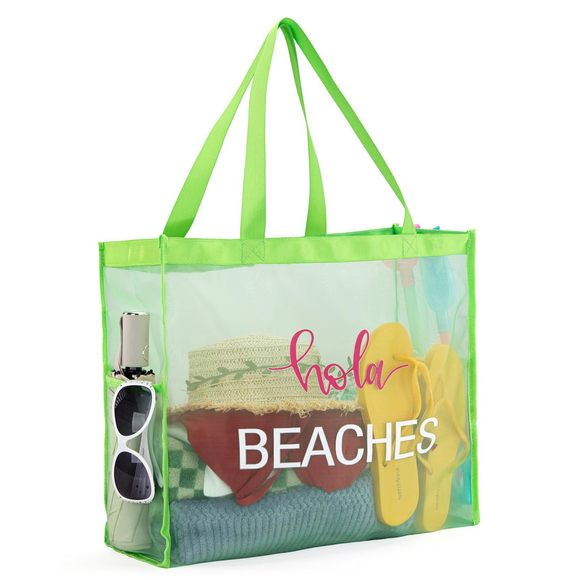 Large Mesh Beach Tote Bag Green Net Beach Travel Bag Lhtweht Swimming o_o - Picture 6 of 6